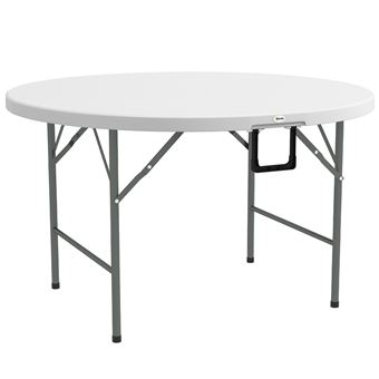 Table Bistro Jardin Pliable Ø68 Cm - Métal Et Résine Tressée - Plateau Verre Trempé