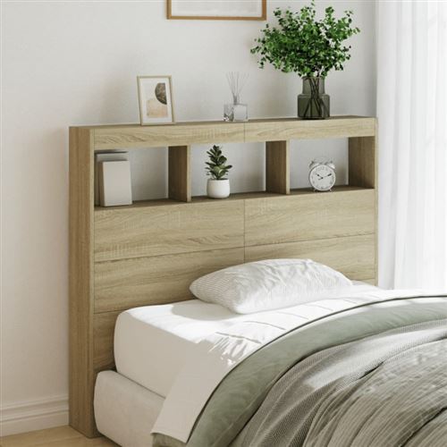 vidaXL Armoire tête de lit avec LED chêne sonoma 120x17x102 cm839191