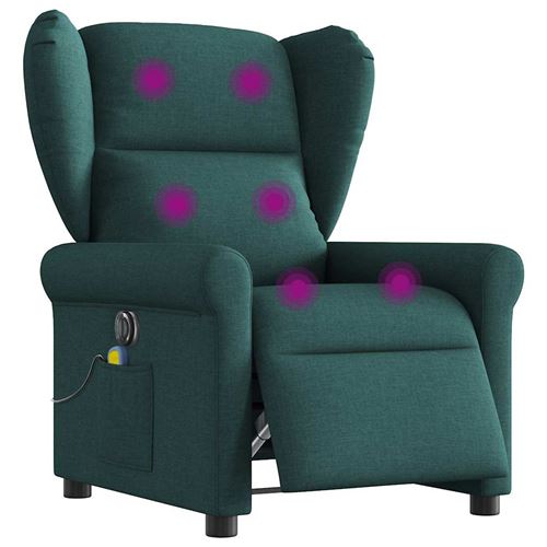 Non Communiqué Vert Vidaxl Massagestoel Elektrisch Verstelbaar Stof Donkergroen3303370