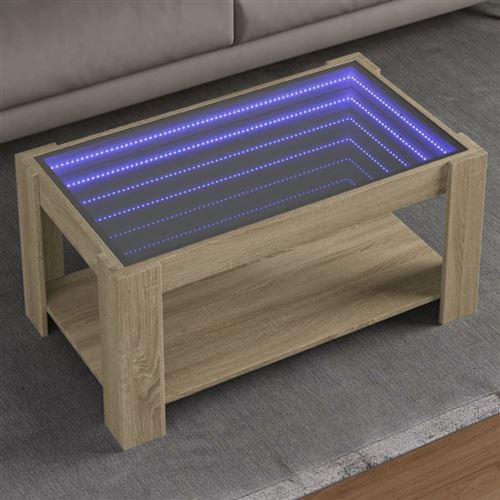 vidaXL Table basse avec LED chêne sonoma 93x53x45 cm bois d'ingénierie