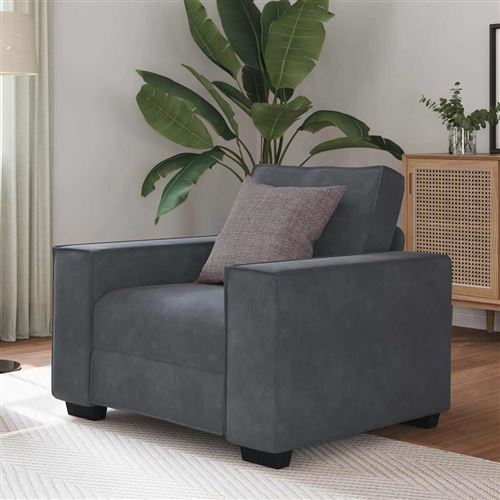 vidaXL - Fauteuil - Velours - Gris - 60 cm - Image 2