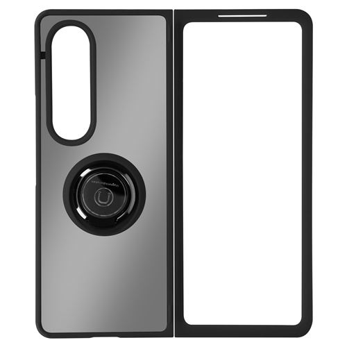 Coque pour Samsung Galaxy Z Fold 4 Bi-matière Bague Métallique Support Vidéo Avizar Noir