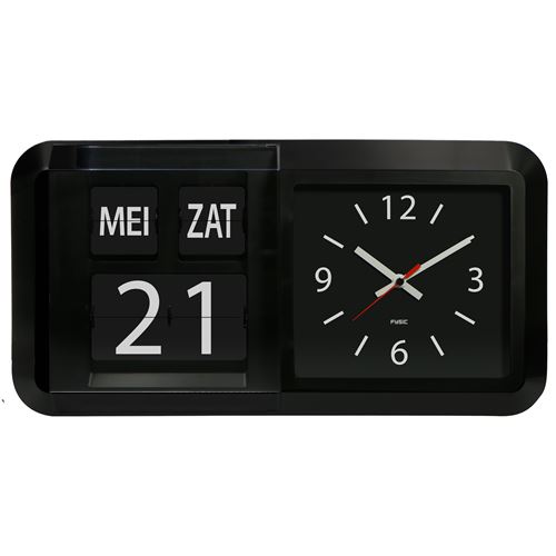 Horloge Alzheimer / grande horloge murale analogique avec heure, jour et date Fysic FK850 Noir