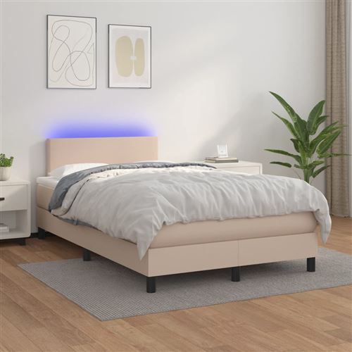 vidaXL Sommier à lattes de lit avec matelas LED Cappuccino 120x200 cm3134098