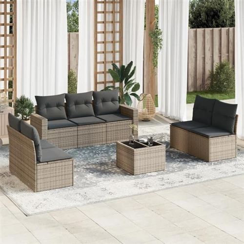 Salon de jardin modulable vidaxl 7 personnes resine tressee gris 62 x 55 x 69 cm 8 pieces