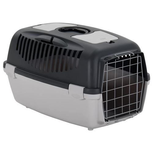 Comparer les prix de vidaXL Cage de transport animaux de compagnie gris noir 61x40x38 cm PP