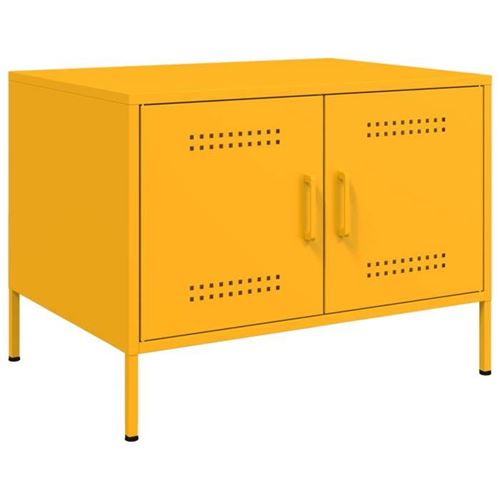 vidaXL - Table d'appoint avec porte - Meuble de rangement - Jaune - Image 2