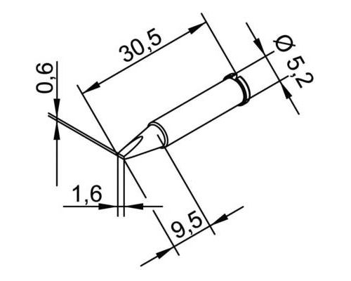 Ersa 102 CD LF 16 Panne de fer à souder forme de burin, droite Taille de la panne 1.6 mm Contenu
