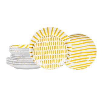 Service D'assiettes Mojave - 12 Pièces En Grès, Tons Sable Beige, Idéal Pour Repas Du Quotidien - 13