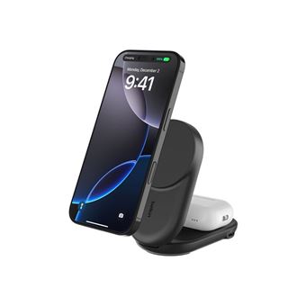 Belkin UltraCharge - Support de chargement sans fil - 2-en-1, Qi2, magnétique, pliable + adaptateur secteur - 25 Watt - Fast Charge (USB-C) - noir - 1