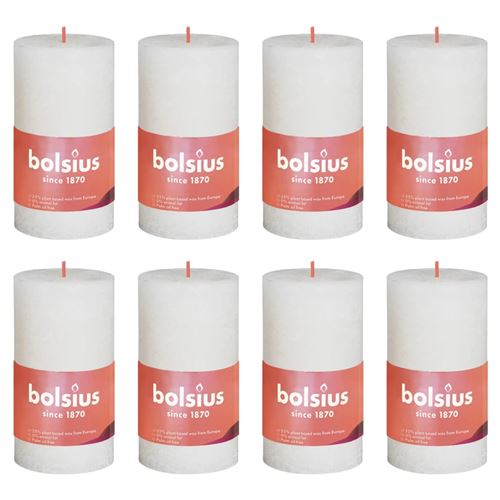 Bolsius Bougies pilier rustiques Shine 8 pcs 100x50 mm Perle douce