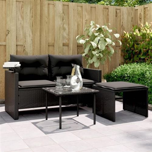 Non Communiqué Noir Salon De Jardin Vidaxl Resine Tressee 3 Pieces 1 Personnes