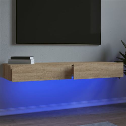 vidaXL Meubles TV avec éclairage LED 2 pcs chêne sonoma 60x35x15,5 cm
