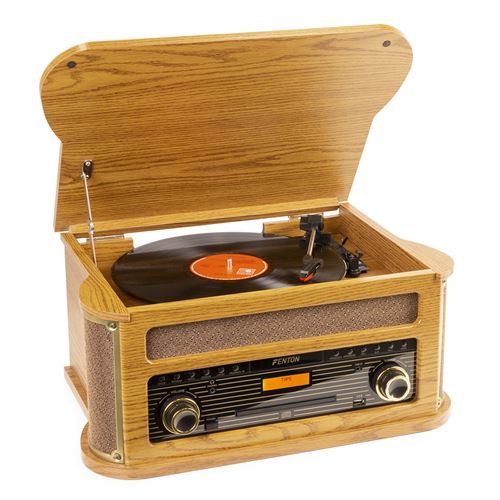 Fenton Memphis - Platine Vinyle Bluetooth Dab/Fm - Bois Clair, Lecteur Cd/Cassette, Mp3, Port Usb Lecture Et Enregistrement