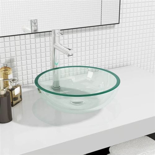 Vidaxl – Vasque à poser en verre trempé 35x12 cm – Transparent – Installation au-dessus du comptoir – Épaisseur 1,2 cm