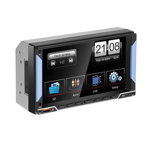 GEARELEC Autoradio 7 Pouces 2Din avec Appel Bluetooth,Mise en Miroir de l écran,USB,Typec Interface,AUX