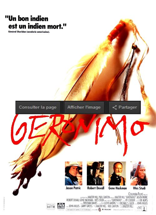 Affiche de Cinéma Originale - Geronimo - 1993 - Gene Hackman - 40x60cm