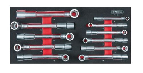 Non Communiqué Satiné Mat Et Chromé Module De Clés À Pipe Débouchées 6 Pans Ks Tools - 11 Pièces - 713.2011