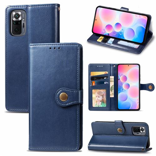 MPFRANCE Housse pour Xiaomi Redmi Note 10 Pro Bleu [Porte Carte, etui portefeuille, boucle]