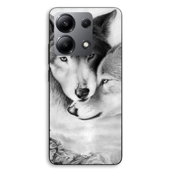 Coque Pour Xiaomi Redmi Note 13 4G Le loup et la louve Animal noir et blonc Maniacase - 1