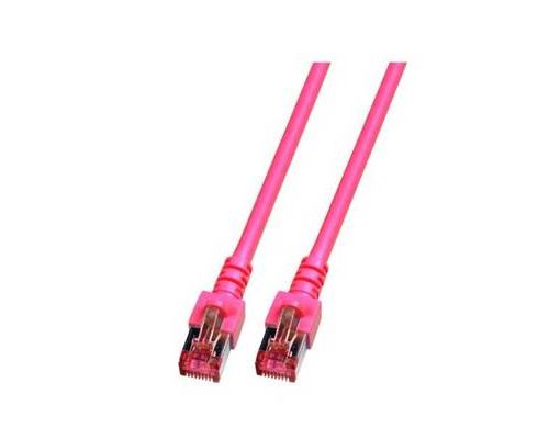 EFB Elektronik K5519.5 RJ45 Câble réseau, câble patch CAT 6 S/FTP 5.00 m magenta ignifuge, sans halogène, avec cliquet dencastrement, contacts dorés