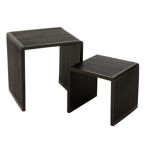 GENERIQUE - Table Basse - Teck - Noir - 50cm - Lot de 2 - Image 2