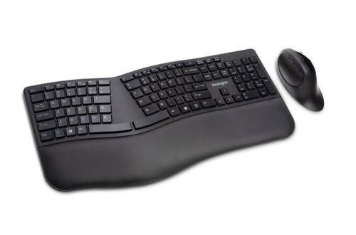 Kensington Pro Fit Ergo Wireless Keyboard and Mouse - Toetsenbord en muis set - draadloos - 2.4 GHz, Bluetooth 4.0, Bluetooth 4.2 - International English - zwart