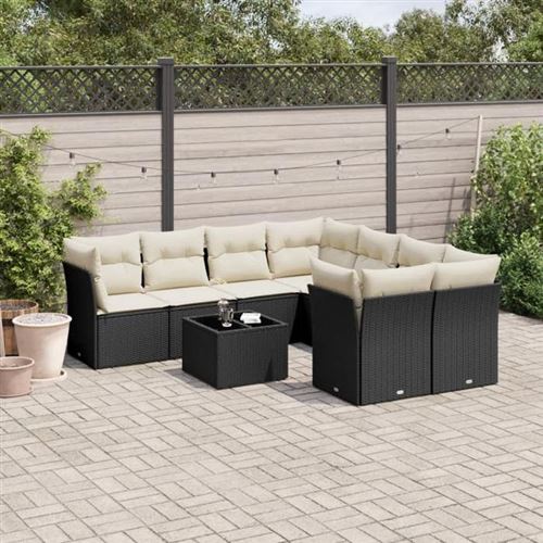 Non Communiqué Noir Salon De Jardin Modulable Vidaxl 9 Pieces Resine Tressee 62 X 62 X 69 Cm 8 Personnes