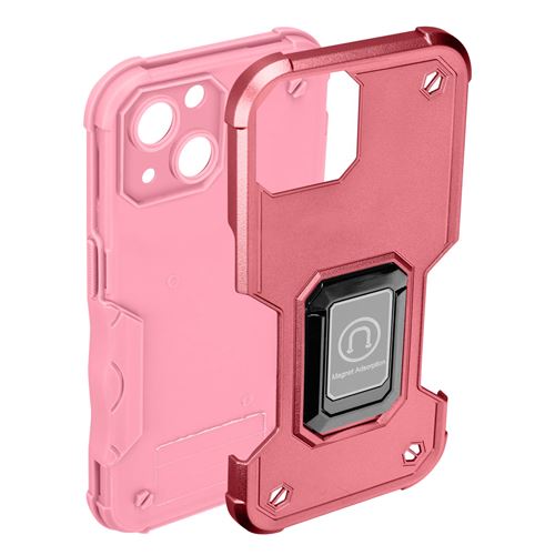Coque iPhone 14 Plus Antichoc Hybride avec Anneau Support Magnétique Avizar Rose
