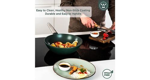 Westinghouse performance series wok pour induction - 28cm wok poêle  antiadhésive - tout feux, passe au four et au lave-vaisselle - vert - Wok à  la Fnac
