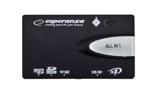 Esperanza Noir Ea129 - Lecteur De Carte - Tout-En-Un (Mmc, Rs-Mmc, Sd, Sdhc, Sdxc, Ms, Ms Duo, Ms Pro Duo, Xd, Cf, Microdrive) - Usb 2.0