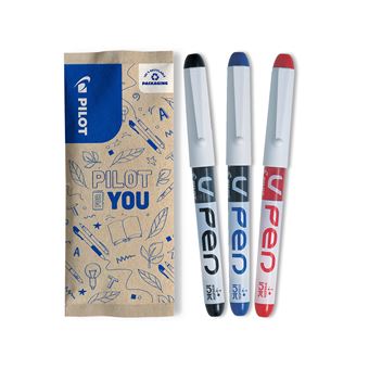 PILOT Lot De 3 Stylos Plume Effaçables V-Pen Pte Moyenne Rose