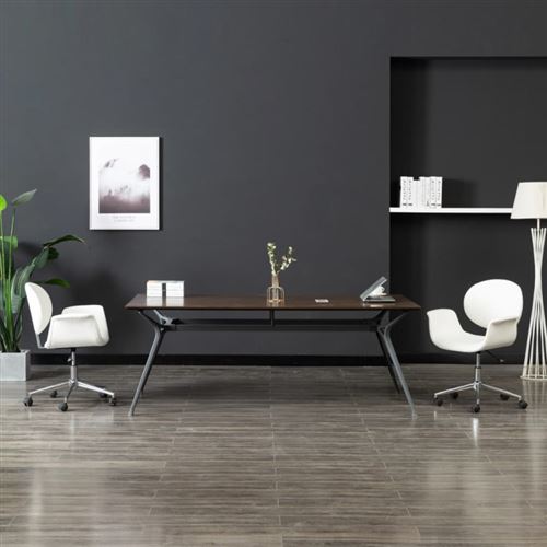 vidaXL Chaise pivotante de salle à manger Blanc Similicuir