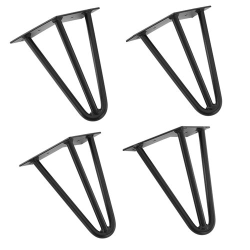 [en.casa] Pieds de table en épingles à cheveux – set de pieds de table en épingles à cheveux (4 piéces) - 20 cm - noir - 3 branches