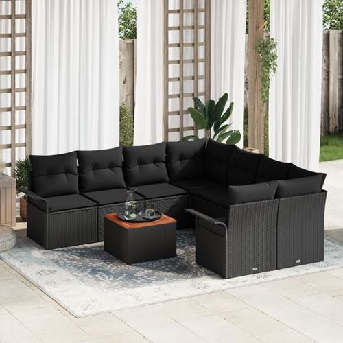 Non Communiqué Noir Ensembles Canapes. Fauteuils Et Tables De Jardin Vidaxl Rotin 9 Pieces 6 Personnes