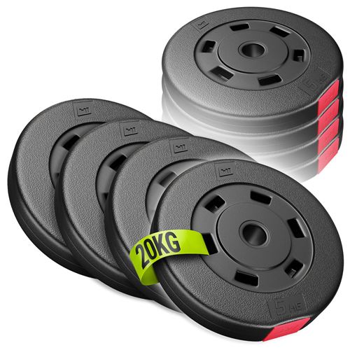 Hop-Sport Disques de poids en fonte 30 kg, Ensemble de disques d'haltères, Set de plaques en fonte alésage 30/31 mm, Musculaire & haltérophilie (2 x 15 kg
