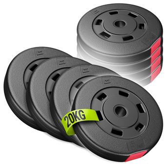 Hop-Sport Set De Disques Poids En Plastique 30kg – 3 Configurations (A/B/C), Remplissage Sable-Ciment, Diamètre 30/31mm
