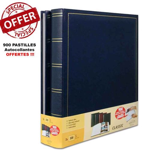 Lot De 2 Albums Photo Traditionnels Bleus De 100 Pages Pour 500 Photos Chacun 10x15 Cm, Soit 1000 Photos.
