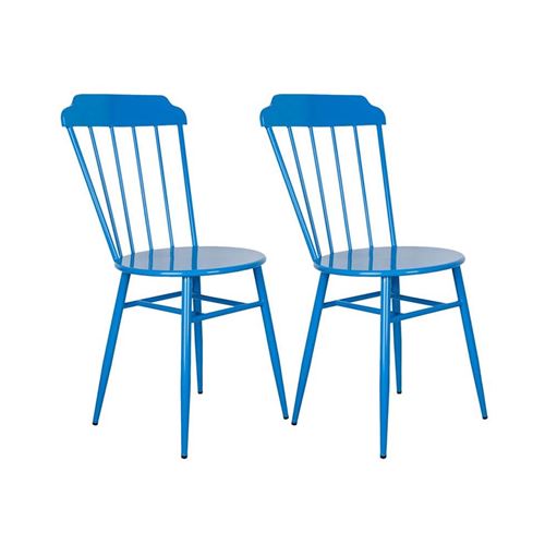 Aubry Gaspard - Chaise en métal laqué - Samos (Lot de 2) bleu majorelle