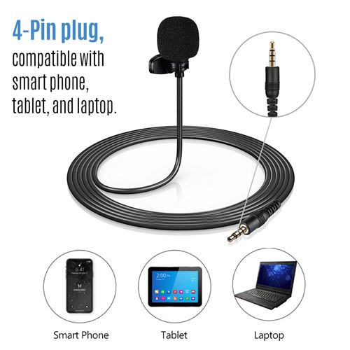 25€07 sur Microphone Lavalier sans fil Wabecil Bluetooth Type-C  Android,140*80*30mm,1 PCS-Noir - Microphone - Achat & prix