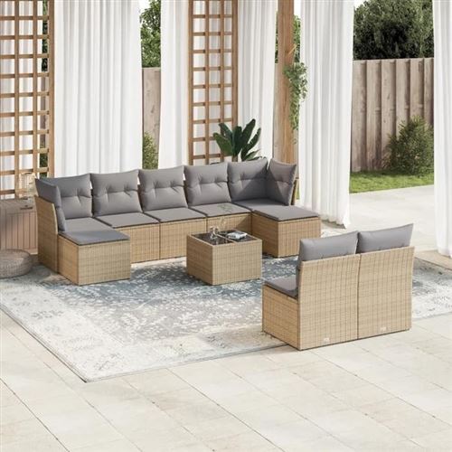 Non Communiqué Beige Vidaxl Salon De Jardin Modulable Lot De 10 Pièces Rotin 9 Personnes