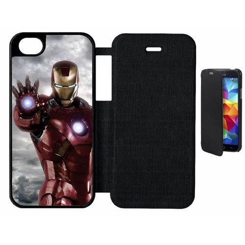 Flipflap My-Kase pour iPhone 5 - 292 marvel the avengers iron man - Simili-cuir - Noir