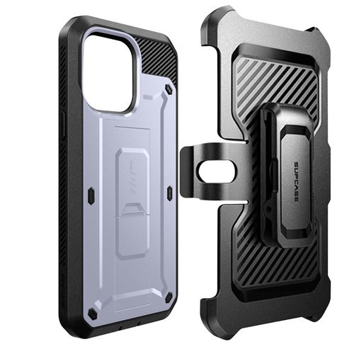 Coque pour iPhone 14 Pro Max Multicouche Clip ceinture et béquille support Unicorn Beetle Pro Supcase Violette