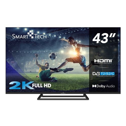 Smart Tech 43FN01V3 Full HD 1920 (H) × 1080 (V) LED TV 43 Pouces (109cm) Triple Tuner Dolby Audio H.265 3xHDMI, 2xUSB, modèle 2024