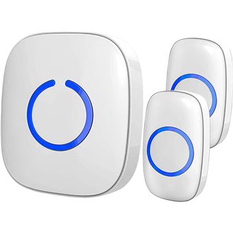 SadoTech Sonnette sans fil, 2 boutons poussoirs, sans fil, émetteurs étanches avec 1 récepteur - Sonnettes de porte à piles avec - 1
