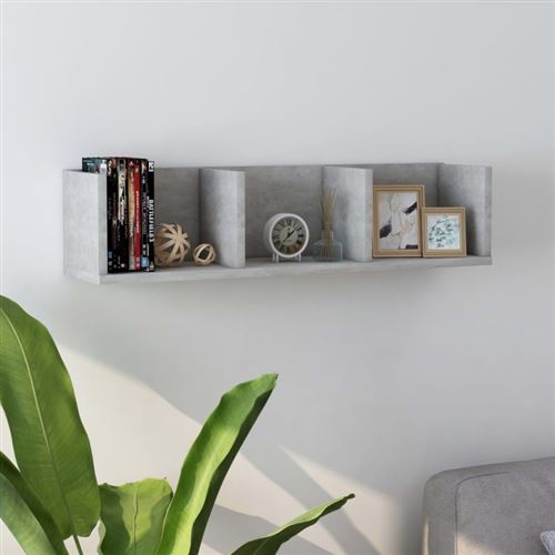 vidaXL Étagère murale à CD Gris béton 75x18x18 cm Aggloméré