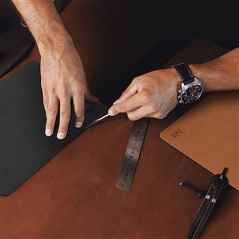 Tapis de souris T'nB en cuir recyclé, Made in France - Marron