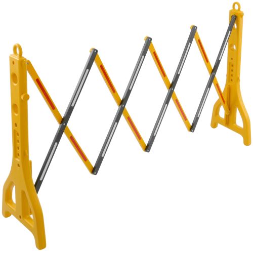 Barrière extensible 23-250 cm jaune et noire avec réflecteurs