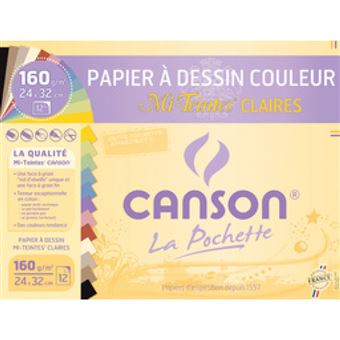 CANSON Papier à dessin couleur Mi-Teintes, A3 couleurs vives - La