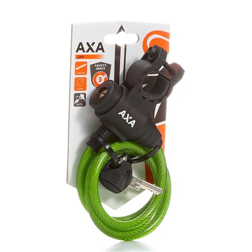 Serrure à câble en spirale AXA Zipp 120/8 - verte (sur carte)